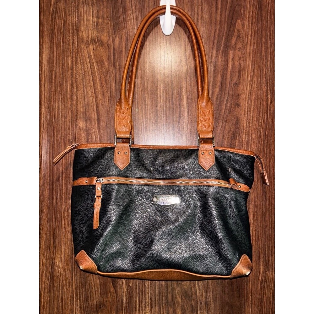 Rosetti Black and Brown Faux Leather Tote Shoulder Bag